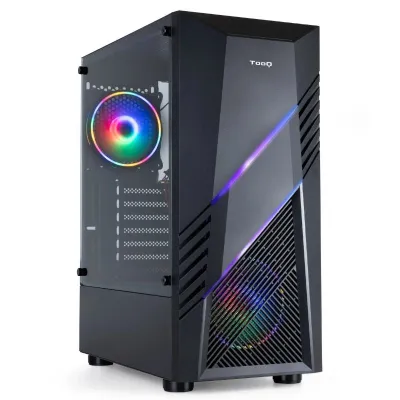 TooQ TQGCC102-B "Biohazard" Caja ATX Negra con Ventana Lateral de Cristal Templado y LED RGB