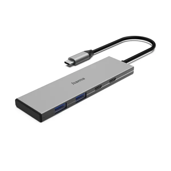 Hama Essential Hub USB 3.2, 100W, Cable USB-C 15cm, 2x USB-C, 2x USB-A, Power Delivery, Gris