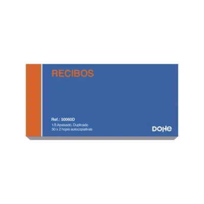 Dohe Talonario de Recibos Tercio Apaisado 50x2 Hojas Autocopiativas