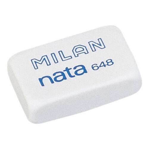 Milan Nata 648 Goma De Borrar Rectangular Pequeña - Plastico - No Daña El Papel - Color Blanco