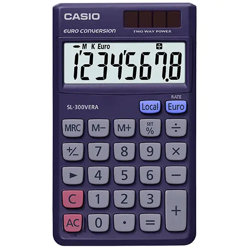 CASIO CALCULADORA BOLSILLO 8 DIGITOS PANTALLA GRANDE LCD AZUL MARINO