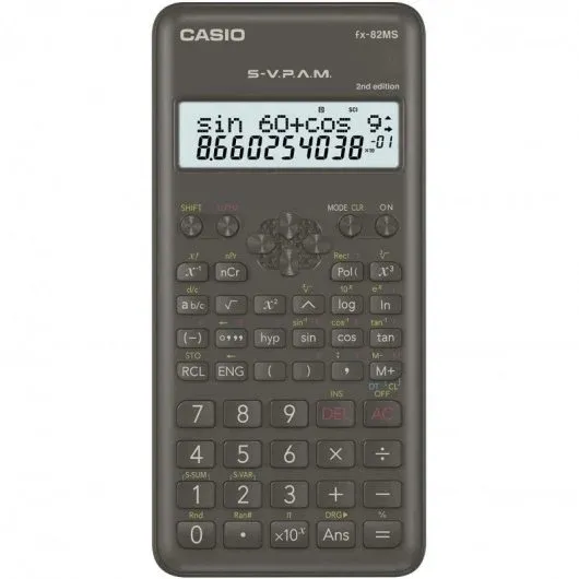 Casio Calculadora Cientifica Fx-82Ms 2ª Ed.- Pantalla Lcd De 2 Lineas - 240 Funciones Integradas - 8 Memorias De Variables - Calculo De Porcentajes - Alimentacion 1 Pila Aa