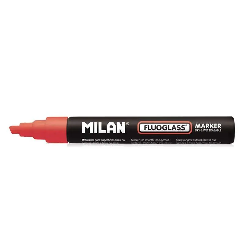 Milan Fluoglass Rotulador Punta Biselada 2-4mm Tinta al Agua Rojo