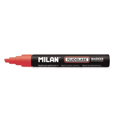 Milan Fluoglass Rotulador Punta Biselada 2-4mm Tinta al Agua Rojo