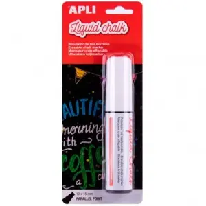 Apli Marcador De Tiza Líquida Punta Paralela 10X15mm Blanco Blíster 1 Ud