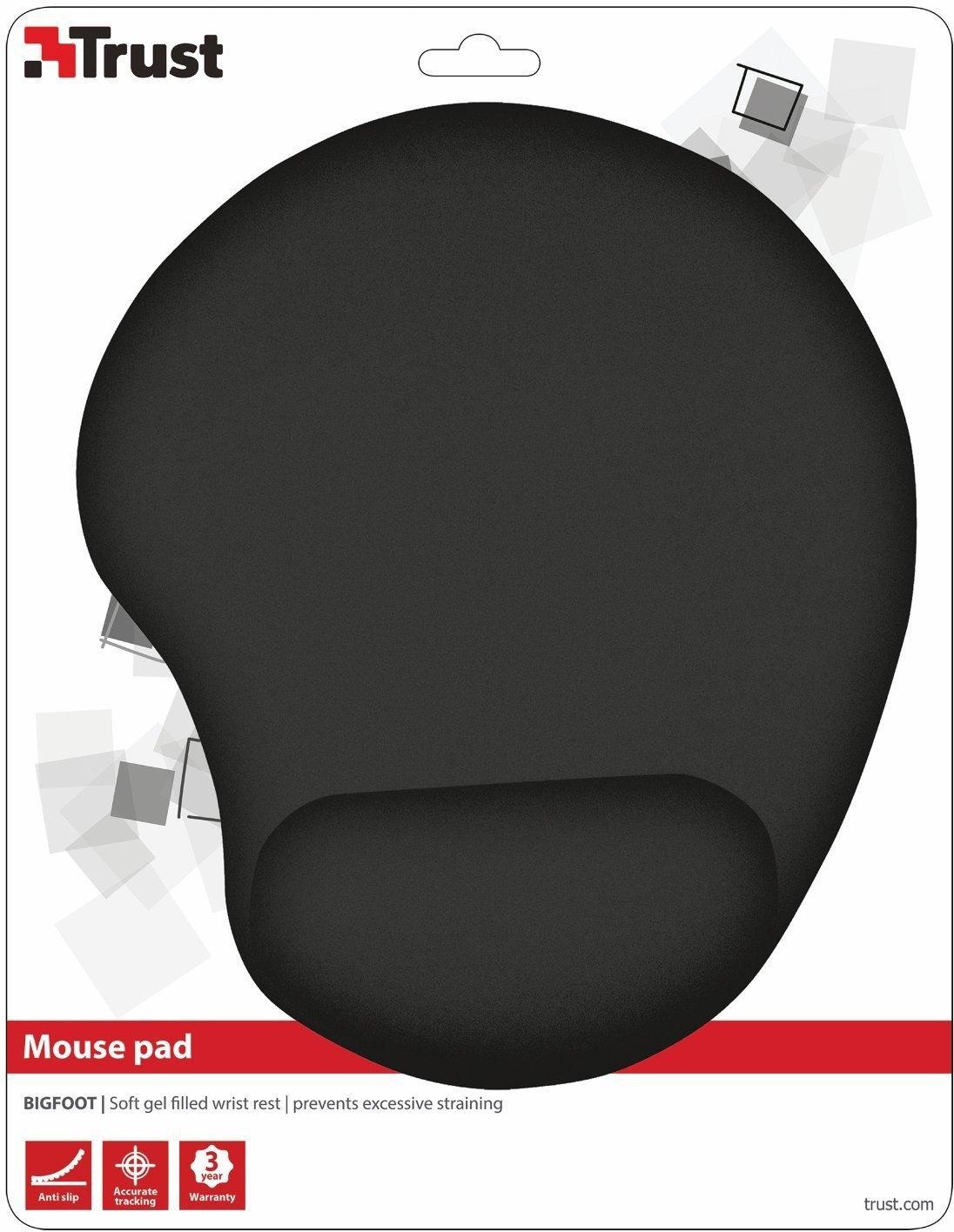 Trust Bigfoot Alfombrilla Ergonómica Antideslizante Para Ratón Relleno Gel Negro