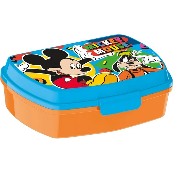 Safta Sandwichera Mickey Mouse Happy Smiles - PVC Sin BPA - Cierre Hermético - Naranja