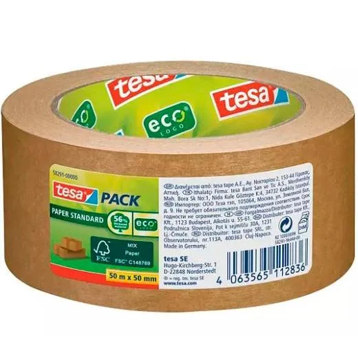 Tesa Cinta De Embalaje Tesapack Estándar Ecologo Rollo 50Mx50Mm Papel Marrón