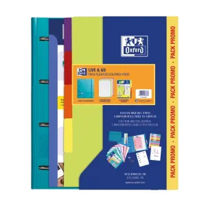 Oxford Europeanbinder Live & Go Carpeta 4 Anillas A4 80H 5x5 con Separadores Polyfoam Colores Vivos