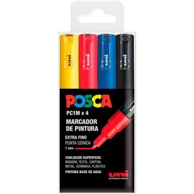 Posca Marcador  Pc-1M/4C No Permanente Punta Fina 0.7-1Mm Colores Surtidos Basic -Estuche 4U-
