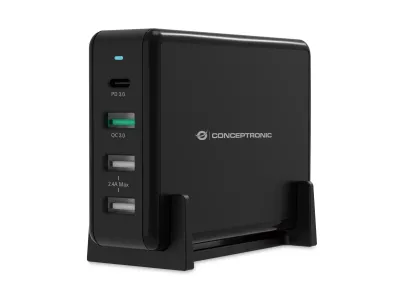 Cargador De Sobremesa Conceptronic Quick Charge Pd 4 Puertos 3 Puertos Usb-A 1 Puerto Usb-C 65W