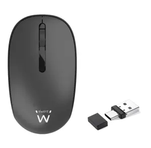 Ewent Ratón Inalámbrico 1000DPI USB-A y C 2.4GHz Bluetooth 5.1 Clic Silencioso Negro