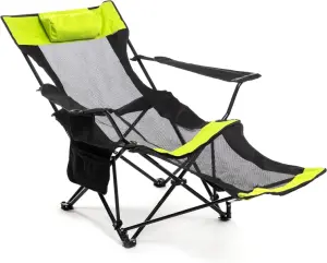 InnovaGoods Silla Tumbona de Camping Plegable 3 en 1, Soporta 120Kg, Con Bolsillo y Bolsa de Transporte