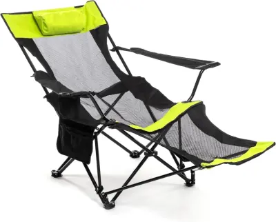 InnovaGoods Silla Tumbona de Camping Plegable 3 en 1, Soporta 120Kg, Con Bolsillo y Bolsa de Transporte