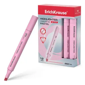 ErichKrause Visioline V-17 Marcador Fluorescente Rosa Pastel Punta Biselada 0.6-4.5mm Tinta Agua