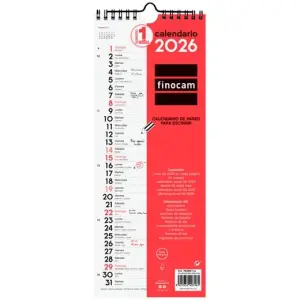 Finocam Calendario De Pared Para Escribir 130x330mm Neutro 2026