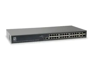 Level One Switch Gestionable L3 GEP-2681, 26 Puertos, 24xGb PoE, 185W
