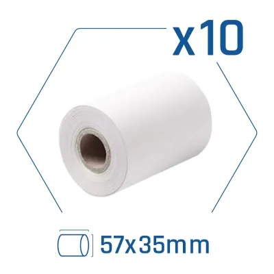 iggual Pack de 10 Rollos de Papel Térmico para Datáfono 57x35 mm