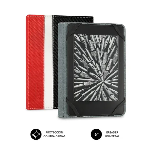 Subblim Funda Ereader 6" Proteccion Ligera - Combinacion De Colores Elegante - Resistente Fibra De Carbono - Interior Aterciopelado - Lectura Comoda - Sujecion De Silicona - Sin Daños En Pantalla - Cierre Elastico
