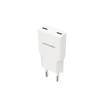 Nanocable Cargador de Pared 30W 2xUSB-C/PD Color Blanco