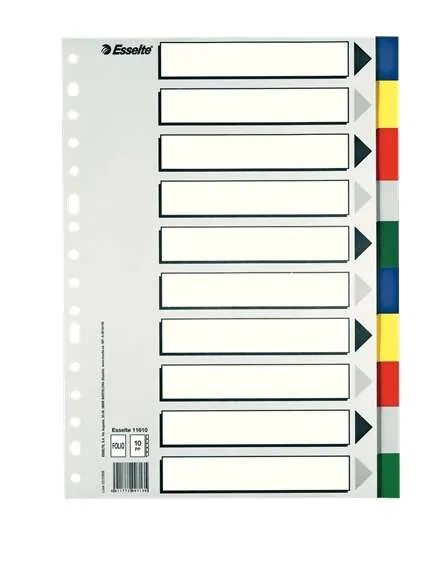 Esselte Separadores 10 Posiciones Folio PP Colores con Carátula