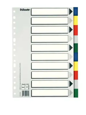 Esselte Separadores 10 Posiciones Folio PP Colores con Carátula