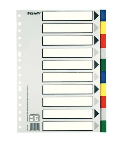Esselte Separadores 10 Posiciones Folio PP Colores con Carátula