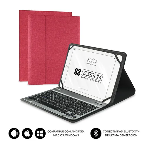 Subblim Teclado Bluetooth Extraíble con Funda Universal 9-10.1" Rojo