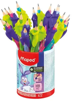 Maped Kidy Lern Bote con 22 Lápices de Grafito 2HB y Guías para Dedos - Modelos Camaleón y Conejo - Para Niños de 3 a 7 Años