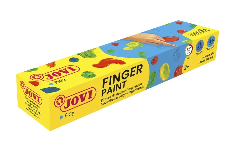 Jovi Finger Paint Estuche De 5 Botes 35Ml Pintura De Dedos - Ingredientes Naturales - Mezclables - Textura Gelatinosa - Lavable - Color Surtido