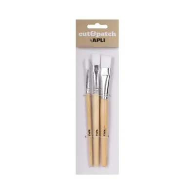Apli Pack de 3 Pinceles de Madera con Cerdas de Nylon para Manualidades