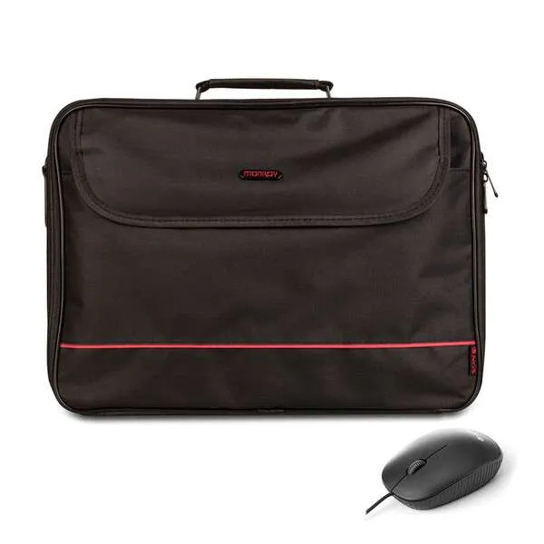 NGS Bureau Kit Maletín 16" Con Ratón Óptico USB Fog Negro
