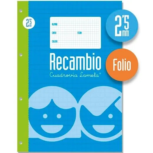 Lamela Recambio 100H Folio 70Gr Cuadrovía 2,5Mm C/Margen 4 Taladros Offset Blanco