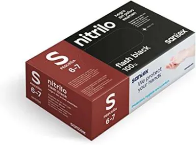 Santex Pack de 100 Guantes de Nitrilo Talla S 6g Sin Polvo Color Negro
