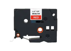 Brother TZe435 Cinta Laminada Etiquetas Blanco sobre Rojo 12mm x 8m