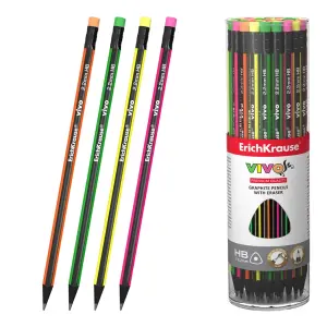 ErichKrause VIVO Lápiz de Grafito HB Triangular con Goma de Borrar - Colores Surtidos