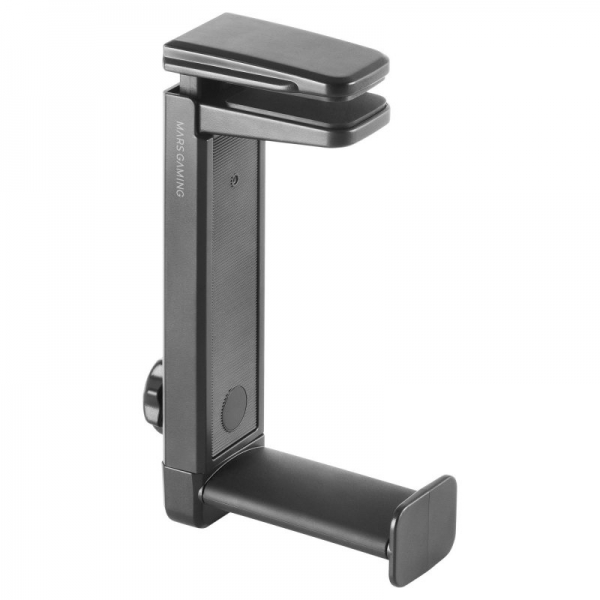 Mars Gaming Mhh2 Soporte De Cascos - Instalacion Dual Gancho-Soporte - Mecanismo 360º - Ajustable - Agarre Firme - Almohadillas Protectoras - Color Negro