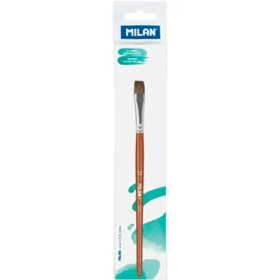 Milan Pincel Escolar Plano Serie 121 Nº 12 con Colgador Marrón en Bolsita