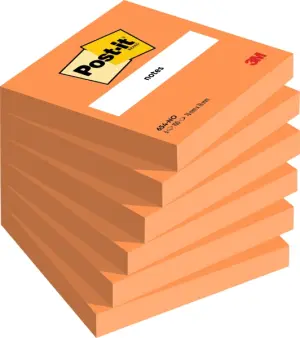 Post-it Pack de 6 Blocs de 100 Notas Adhesivas Reposicionables 76x76mm Naranja