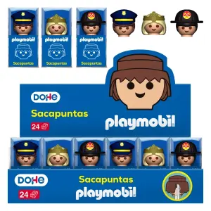 Dohe Expositor Playmobil con 24 Sacapuntas de 1 Orificio y Cuchilla de Acero