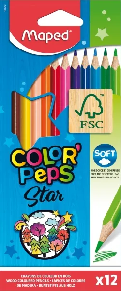 Maped Lápices De Colores Color'Peps Star Certificado FSC Estuche 12 Unidades