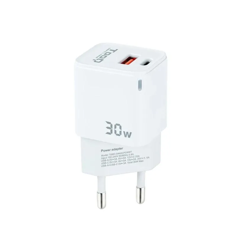 TooQ Cargador Pared GAN USB-C/USB-A 30W