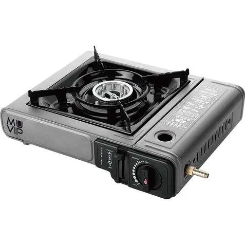 Muvip Cocina De Gas Portatil 1 Fuego Con Adaptador De Botella Externa - Encendido Automatico - Quemador De Aluminio - Valvula Doble Sellado - Maleta De Transporte