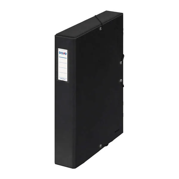 Dohe Caja Para Proyectos Lomo 5Cm - Carton Forrado Con Papel Impreso Y Plastificado - Cierre Con Gomas - Color Negro
