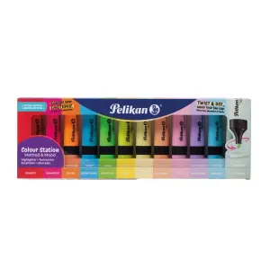 Pelikan Textmarker 490 Pack de 12 Marcadores Fluorescentes Pastel y Neón con Punta Biselada