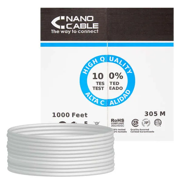 Nanocable Cable De Red Rj45 Cat.6 Utp Rigido Awg24 - Longitud 305M - Color Gris