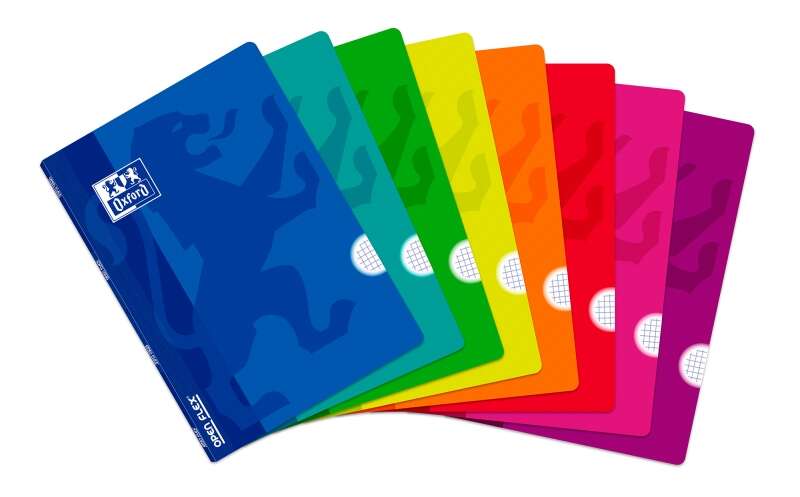 Oxford Openflex Libreta Grapada Formato A4 Cuadriculado 4X4Mm - 48 Hojas Con Margen - Tapa De Plastico - Colores Surtidos