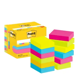 Post-It Blocs Notas 653 Gama Energética Amarillo, Azul, Fucsia, Verde Neón 38x51 - Pack 12