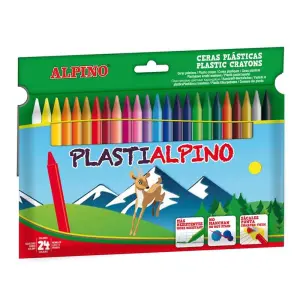 Alpino Ceras Plásticas Plastialpino 115mm Estuche de 24 Surtidos No Manchan