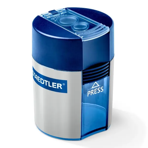 Staedtler Sacapuntas de 2 Orificios con Depósito para Lápices de 8.2mm y 10.2mm - Azul